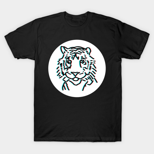 Tiger Face Portrait Glitch T-Shirt by ellenhenryart